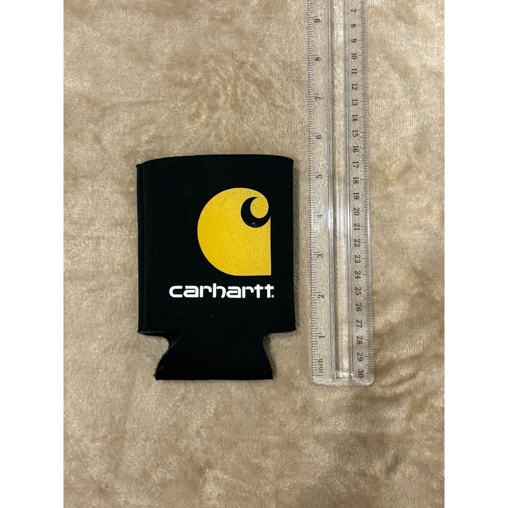 Carhartt Black Can Cooler Koozie Insulated Beer Soda Sleeve Logo Neoprene